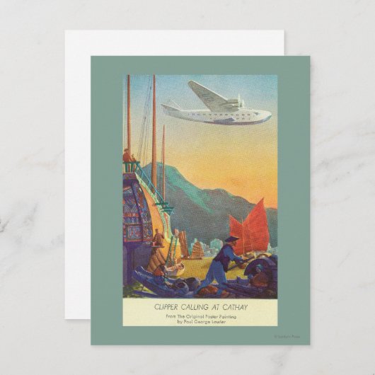 Pan-American Clipper Flying Over China Briefkaart (Voorkant / Achterkant)