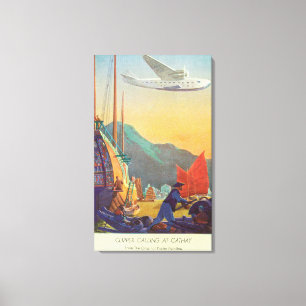 Pan-American Clipper Flying Over China Canvas Afdruk