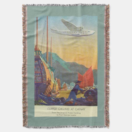 Pan-Amerikaanse Clipper die over China vliegt Deken (Voorkant Verticaal)