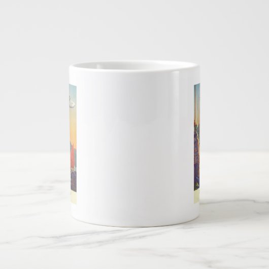 Pan-Amerikaanse Clipper die over China vliegt Grote Koffiekop (Voorkant)