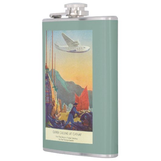 Pan-Amerikaanse Clipper die over China vliegt Heupfles (Links)