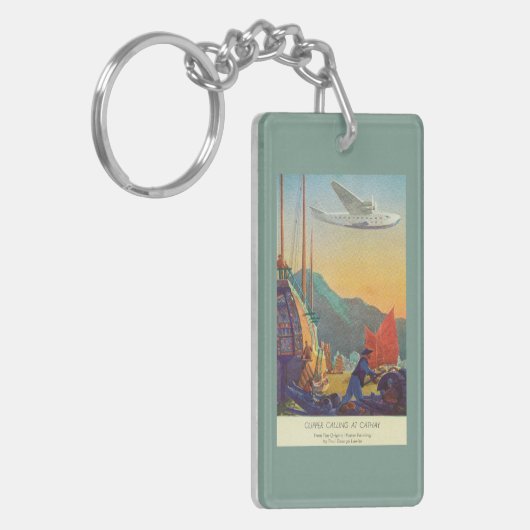 Pan-Amerikaanse Clipper die over China vliegt Sleutelhanger (Voorkant Links)