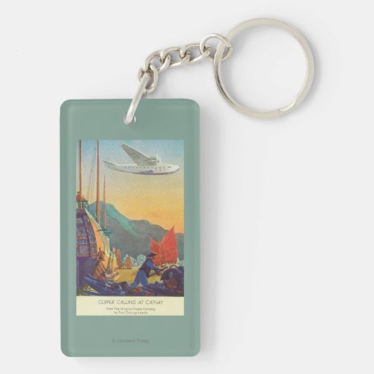 Pan-Amerikaanse Clipper die over China vliegt Sleutelhanger (achterkant)