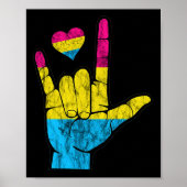 Pan ASL Pride Pansexual Hearing Loss Deaf Awarenes Poster (Voorkant)