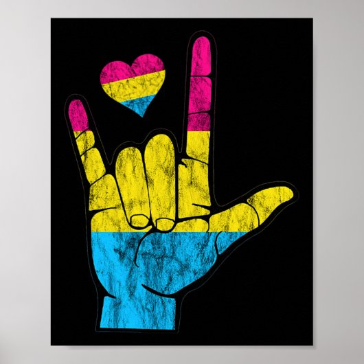 Pan ASL Pride Pansexual Hearing Loss Deaf Awarenes Poster (Voorkant)
