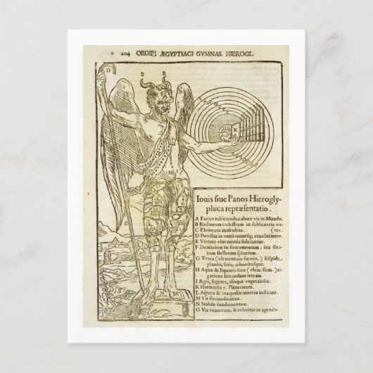 Pan, de universele god en de elementen die hij wee briefkaart (Voorkant)