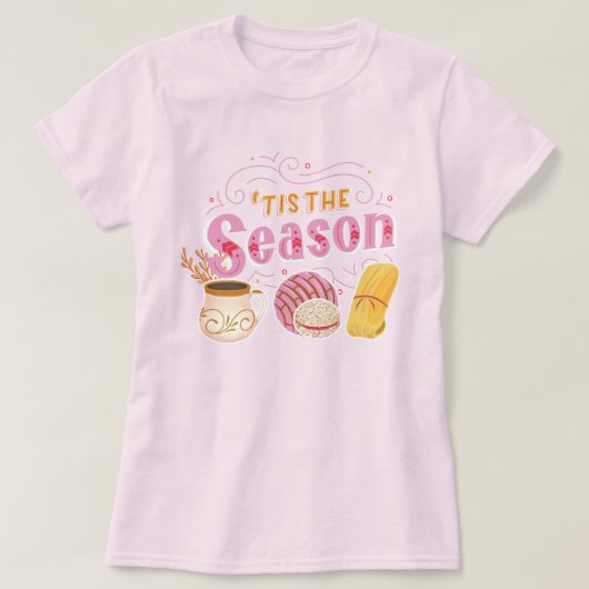 Pan Dulce Mexicaans gebak Roze Kerstmis T-shirt (Design voorkant)
