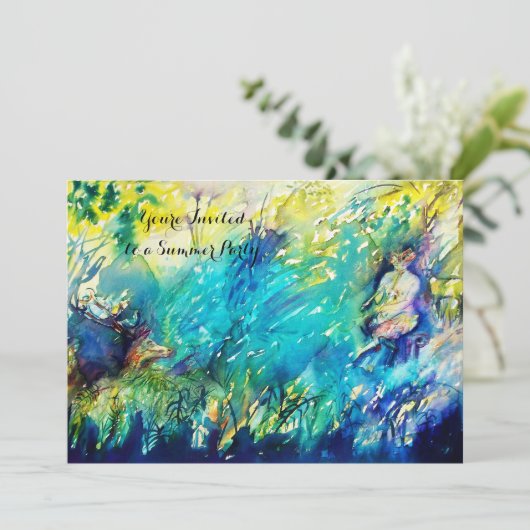 PAN EN DEER Summer Party Kaart (Staand voorkant)