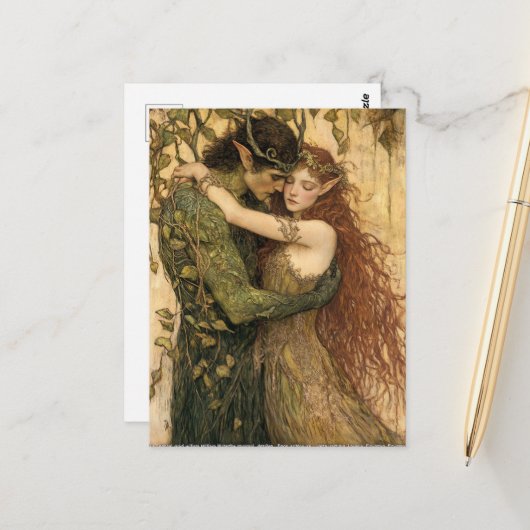 Pan en een fee briefkaart (Voorkant / Achterkant in situ)