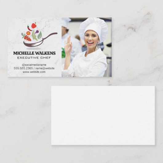 Pan Flipping Food | Chef-kok in Keuken Visitekaartje (Voorkant / Achterkant)