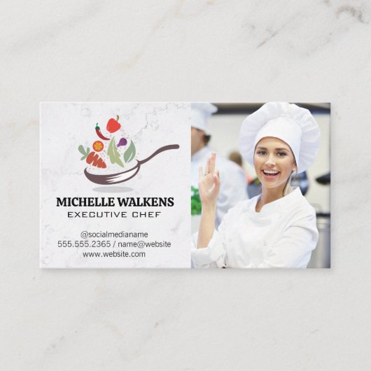 Pan Flipping Food | Chef-kok in Keuken Visitekaartje (Voorkant)