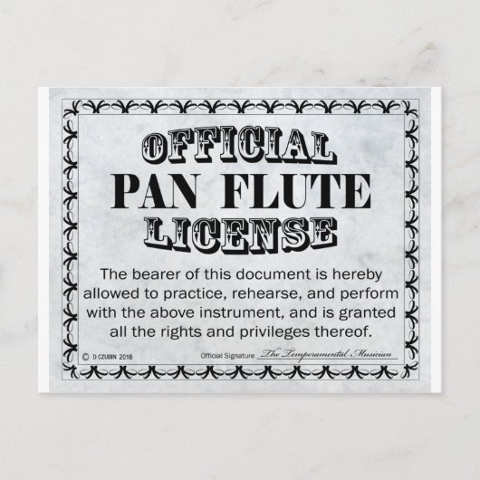 Pan Flute-licentie Briefkaart (Voorkant)