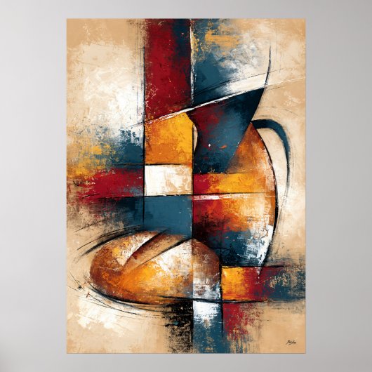 Pan naar Tsubo Abstract Stilleven met Broodpot Poster (Voorkant)