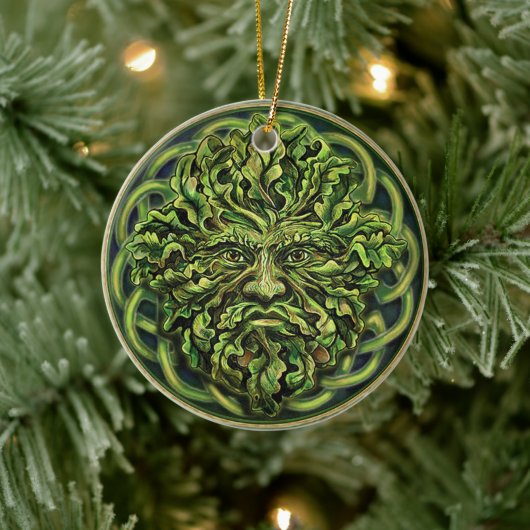 Pan Pagan God Celtic Green Man Yule Wiccan Witch Keramisch Ornament (Boom)