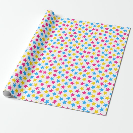 Pan Pansexual Pride Vlag Sterren Roze Blauw Geel Cadeaupapier (Uitgerold)