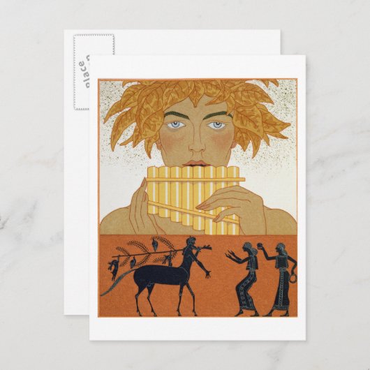 Pan Piper, afbeelding van 'Les Mythes' door Paul Briefkaart (Voorkant / Achterkant)