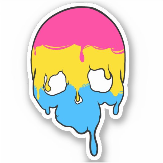 Pan Pride Dripping Skull Sticker (Voorkant)