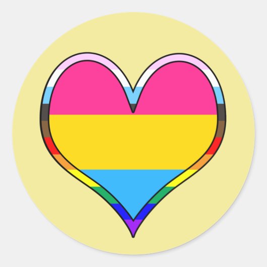 Pan Pride Heart Classic Round Sticker (Voorkant)