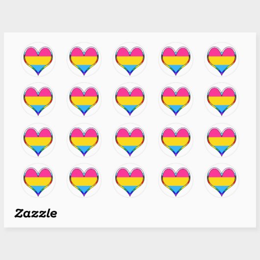 Pan Pride Heart Ronde Sticker (Vel)