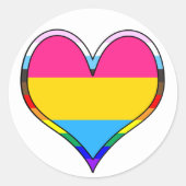 Pan Pride Heart Ronde Sticker (Voorkant)