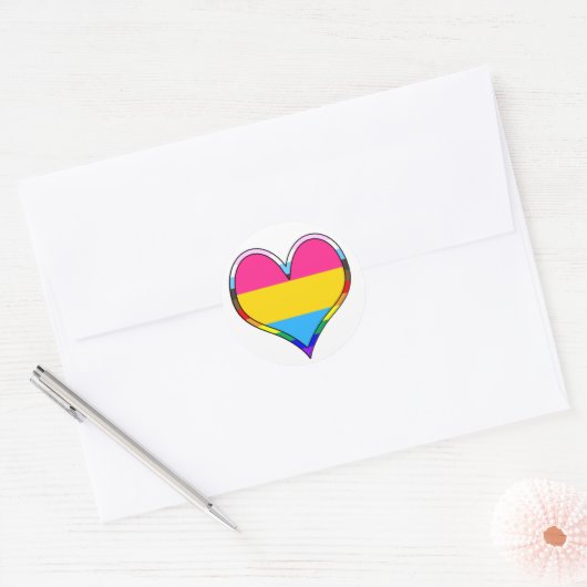Pan Pride Heart Ronde Sticker (Envelop)