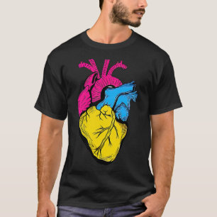 Pan Pride LGBQ Retro Pansexual Heart T-shirt