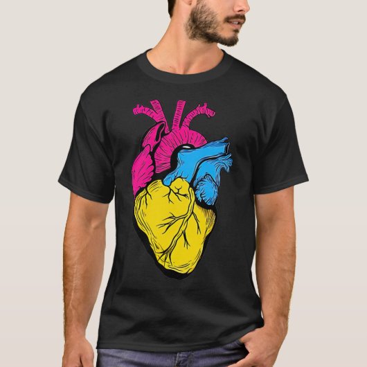 Pan Pride LGBQ Retro Pansexual Heart T-shirt (Voorkant)