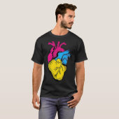 Pan Pride LGBQ Retro Pansexual Heart T-shirt (Voorkant volledig)