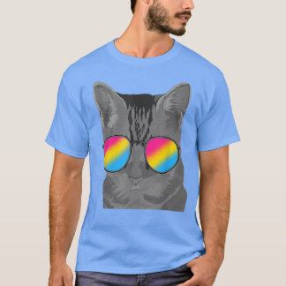 Pan Pride Month Cat Cool Sunglazen Queer LGBT Pan T-shirt
