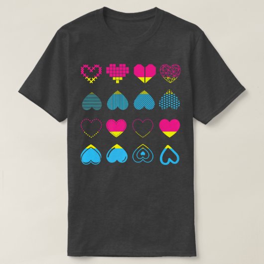 Pan Pride Pansexuality Flag Heart LGBT Pride Month T-shirt (Design voorkant)