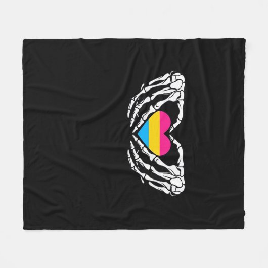 Pan Pride Skeleton Halloween Pan Gothic Heart Fleece Deken (Voorkant (Horizontaal))