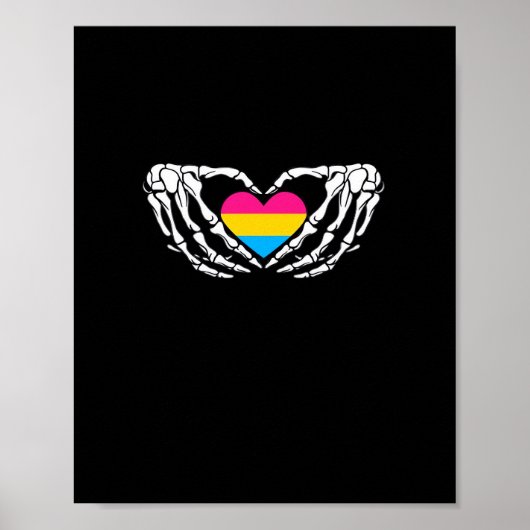 Pan Pride Skeleton Halloween Pan Gothic Heart Poster (Voorkant)