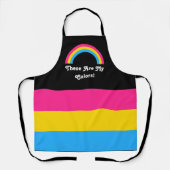 Pan pride vlag en regenboog met aangepaste tekstap schort (Voorkant)