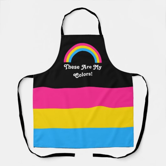 Pan pride vlag en regenboog met aangepaste tekstap schort (Voorkant)