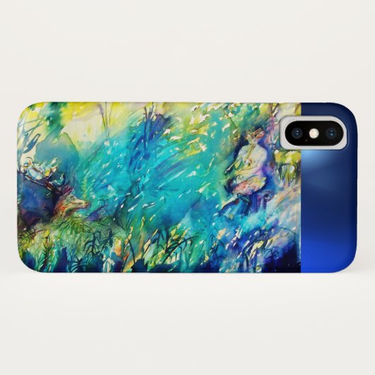 PAN SPEELT VLOOT EN DEER IN GROENE WOODLAND Case-Mate iPhone CASE (Achterkant (horizontaal))