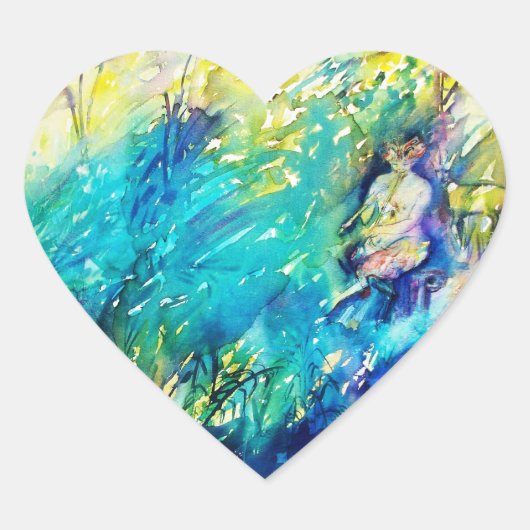 PAN SPEELT VLOOT EN DEER IN GROENE WOODLAND HART STICKER (Voorkant)