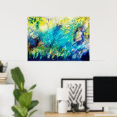 PAN SPEELT VLOOT EN DEER IN GROENE WOODLAND POSTER (Thuiskantoor)