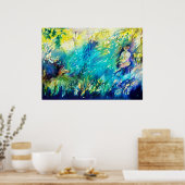 PAN SPEELT VLOOT EN DEER IN GROENE WOODLAND POSTER (Keuken)