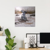 Pan Statue die Flute speelt in Rock Garden Poster (Thuiskantoor)