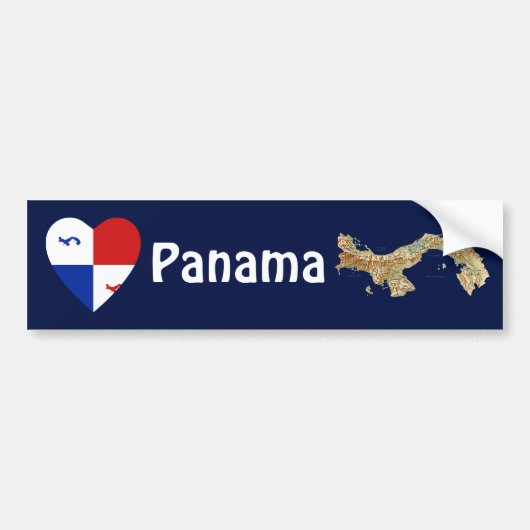 Panama Banner Heart + Map Bumpersticker (Voorkant)