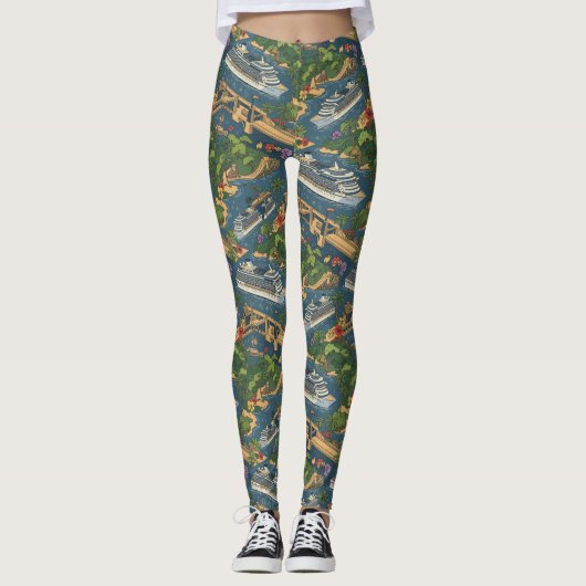 Panama Canal Cruise Tropical Passage Design Leggings (Voorkant)