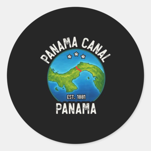 Panama Canal Est.1881 Ronde Sticker (Voorkant)