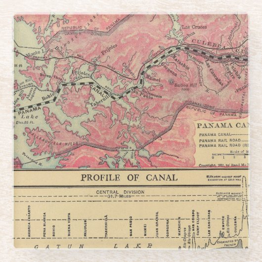 Panama Canal Glazen Onderzetter (Voorkant)