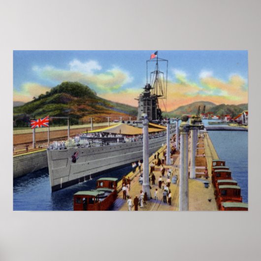 Panama Canal Pedro Miguel sluit met schip Poster (Voorkant)