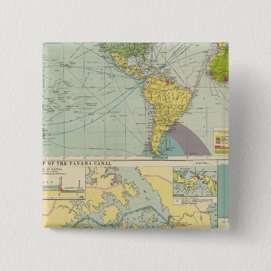Panama Canal Vierkante Button 5,1 Cm (Voorkant)