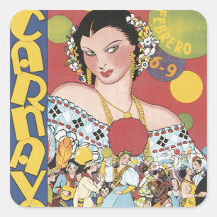 Panama Carnaval 1937 Vierkante Sticker