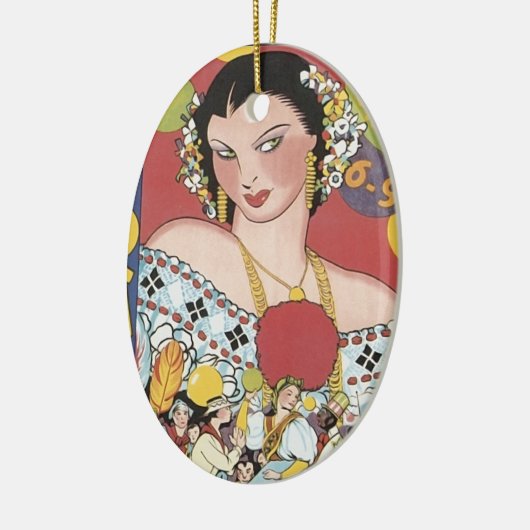 Panama Carnaval Woman Keramisch Ornament (Links)