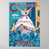 Panama Carnival Vintage Travel Poster teruggezet (Voorkant)