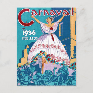 Panama Carnival Vintage Travel Poster teruggezet Briefkaart