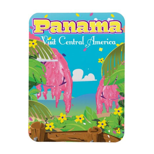 Panama Cartoon Travel print. Magneet (Verticaal)